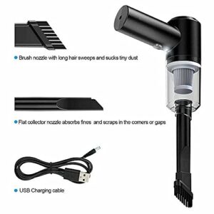 hexville Small Cordless Handheld Vacuum Cleaner-Portable, USB Rechargeable Car Auto Home Duster Easy to Clean Keyboard, Drawer, Car Interior and Other Crevices, Small Spaces Black