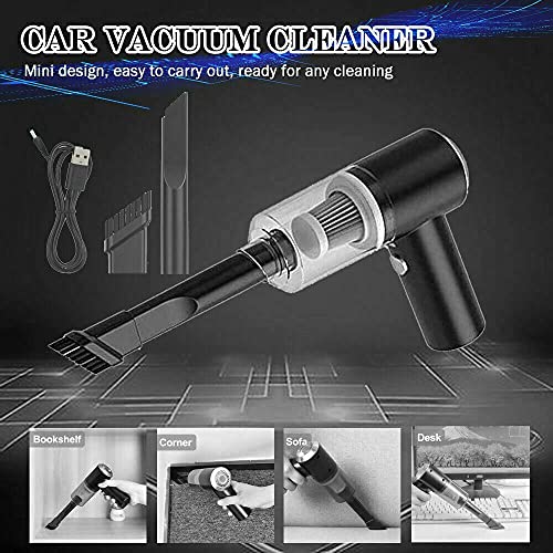 hexville Small Cordless Handheld Vacuum Cleaner-Portable, USB Rechargeable Car Auto Home Duster Easy to Clean Keyboard, Drawer, Car Interior and Other Crevices, Small Spaces Black