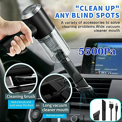 hexville Small Cordless Handheld Vacuum Cleaner-Portable, USB Rechargeable Car Auto Home Duster Easy to Clean Keyboard, Drawer, Car Interior and Other Crevices, Small Spaces Black