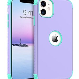 BENTOBEN iPhone 11 Case, Phone Case iPhone 11, Heavy Duty 2 in 1 Full Body Rugged Shockproof Protection Hybrid Hard PC Bumper Drop Protective Girls Women Boy Men Covers for iPhone 11 2019, Purple/Mint