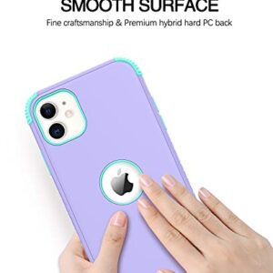 BENTOBEN iPhone 11 Case, Phone Case iPhone 11, Heavy Duty 2 in 1 Full Body Rugged Shockproof Protection Hybrid Hard PC Bumper Drop Protective Girls Women Boy Men Covers for iPhone 11 2019, Purple/Mint