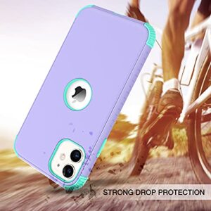 BENTOBEN iPhone 11 Case, Phone Case iPhone 11, Heavy Duty 2 in 1 Full Body Rugged Shockproof Protection Hybrid Hard PC Bumper Drop Protective Girls Women Boy Men Covers for iPhone 11 2019, Purple/Mint