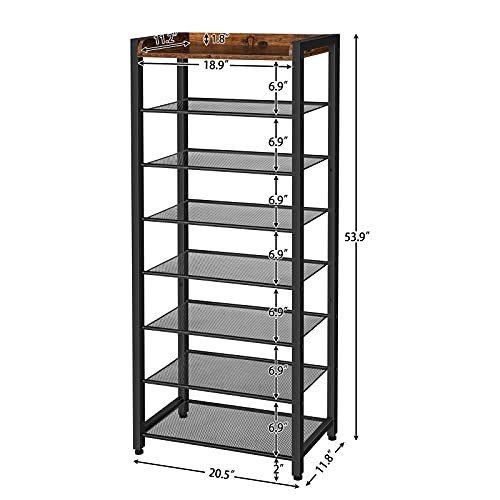 HOOBRO Shoe Rack and Shoe Bench Bundles, Narrow Shoe Storage Organizer with 7 Metal Shelves, Industrial Shoe Storage Bench, for Entryway, Living Room, Hallway