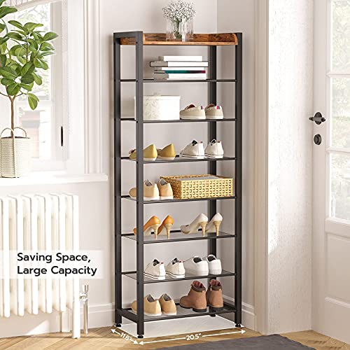 HOOBRO Shoe Rack and Shoe Bench Bundles, Narrow Shoe Storage Organizer with 7 Metal Shelves, Industrial Shoe Storage Bench, for Entryway, Living Room, Hallway