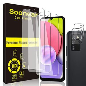 soonear [3+2 pack] compatible for samsung galaxy a03s 6.5 inch screen protector + camera lens protector[bubble free] [anti-scratch] tempered glass hd clarity [not samsung galaxy a03]