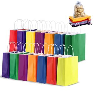 28 pcs gift bags medium size 10.62" with 50 pcs organza party gift favor bags 7 colors rainbow colorful for wedding birthday baby shower restaurant take outs and store owners