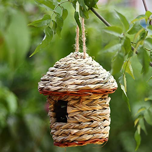 ZRFAMILY Birds Nest,Handmade Crafts Creative Straw Bird's Nest Garden Decorations M-Medium