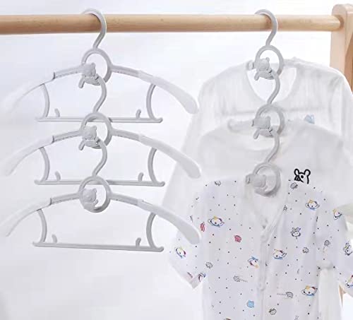 HGYZE Baby Nursery Closet Hangers, Ultra Thin Non-Slip and Extendable Laundry Infant Pant Hanger for Newborn Clothes - 20pcs Grey Gift - Adjustable Children Coat Hanger for Girl Boy Toddler Kids Child