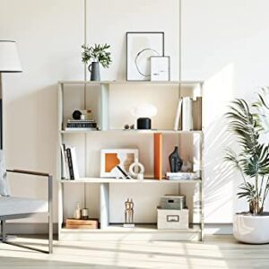 CubiCubi 3 Tier Bookcase, Small Bookshelf with Storage and Display Cabinet, Open Book Shelf for Office, Living Room,Bedroom, Light Grey