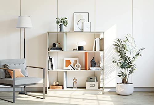 CubiCubi 3 Tier Bookcase, Small Bookshelf with Storage and Display Cabinet, Open Book Shelf for Office, Living Room,Bedroom, Light Grey