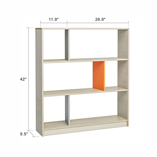 CubiCubi 3 Tier Bookcase, Small Bookshelf with Storage and Display Cabinet, Open Book Shelf for Office, Living Room,Bedroom, Light Grey