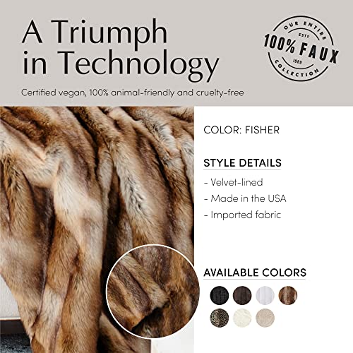 Fabulous-Furs Donna Salyers Couture Mink Faux-Fur Throw Blanket, Soft Blanket, 60x72 in, Fisher