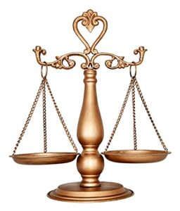 owlgift vintage metal lawyer scale of justice libra, decorative jewelry storage, tray cosmetic organizer, farmhouse candleholder display, home décor centerpiece stand – golden, 15“ w x 17” h