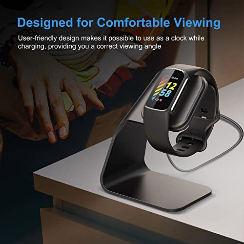 CAVN Charger Dock Compatible with Fitbit Charge 5 / Luxe, Replacement Aluminum Charging Stand Dock Station Base Accessories Cradle with 4.2ft USB Cord for Charge 5/Luxe Smart Watch