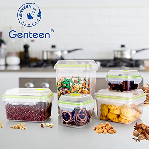 Genteen Vacuum Food Storage Container Set, Air Tight Sealable Containers for Rice, Pasta and Bean - 3 Pack Dry Food Storage Containers with Lids Airtight BPA Free （3.8 Qt+1.27 Qt+0.61 Qt）