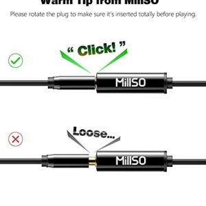 MillSO 1/4 to 3.5mm Instrument Cable, TRS Headphone Adapter 6.35mm Female to 3.5mm Male 1/8 to 1/4 Stereo Audio Adapter for Amplifier, Guitar, Piano, Speaker to Phone, Laptop, Headphone - 12inch/30cm
