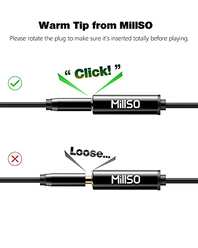 MillSO 1/4 to 3.5mm Instrument Cable, TRS Headphone Adapter 6.35mm Female to 3.5mm Male 1/8 to 1/4 Stereo Audio Adapter for Amplifier, Guitar, Piano, Speaker to Phone, Laptop, Headphone - 12inch/30cm