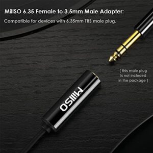 MillSO 1/4 to 3.5mm Instrument Cable, TRS Headphone Adapter 6.35mm Female to 3.5mm Male 1/8 to 1/4 Stereo Audio Adapter for Amplifier, Guitar, Piano, Speaker to Phone, Laptop, Headphone - 12inch/30cm