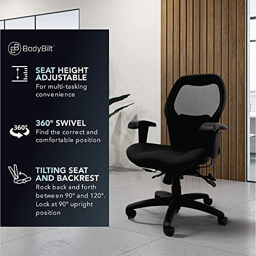 BodyBilt Seating Sola LT Ergonomic Office Chair | Comfortable Mid Back Computer Chair | Back Support Office Chair | Ultra-Soft | Ergonomic Lumbar Support Chair | Swivel Computer Task Chair