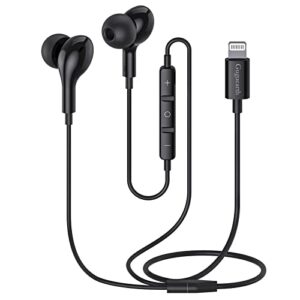 guguearth lightning headphones for iphone,mfi certified in-ear lightning earphones for iphone,magnetic earbuds for iphone with mic controller compatible with iphone 14 13 12 11pro max xr 8 7 (black)