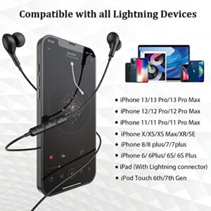 Guguearth Lightning Headphones for iPhone,MFi Certified in-Ear Lightning Earphones for iPhone,Magnetic Earbuds for iPhone with Mic Controller Compatible with iPhone 14 13 12 11Pro Max XR 8 7 (Black)