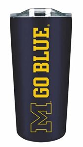 campus colors stainless steel, double walled, vacuum insulated, reusable tumbler with slider-top lid for travel, sports, and coffee, 18 oz (michigan wolverines - blue,)