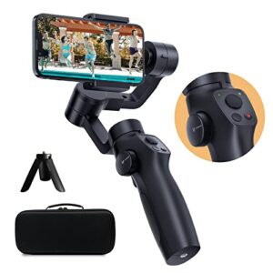 3-axis gimbal stabilizer for iphone 14 13 12 pro max xs x xr samsung s21 s20 android smartphone, handheld gimble with focus wheel, phone stabilizer for video recording vlog - funsnap capture 2s combo