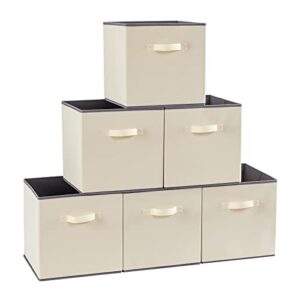 lifewit collapsible storage cubes 11 inch foldable fabric bins multi-color organizers decorative organizing baskets for shelves for closet, utility room, storage room set of 6 beige