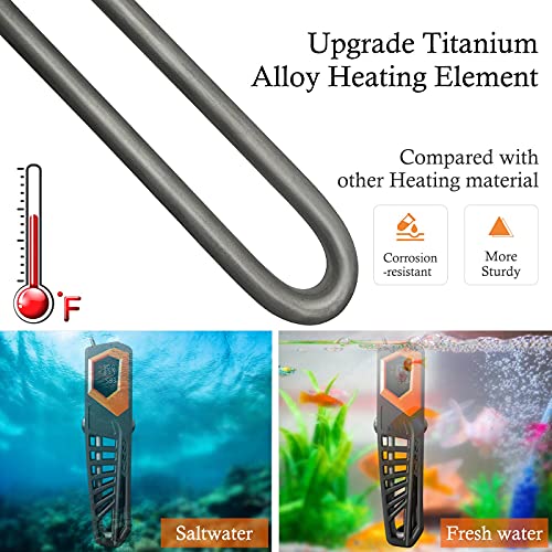 HITOP 600W Titanium Aquarium Heater - Digital Fish Heater with LED Temp Display and External Controller, for Large Fish Tank 75~180Gallon