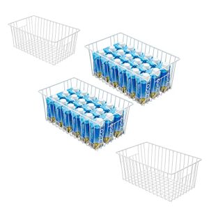 16inch freezer storage organizer baskets, household wire refrigerator bins with built-in handles for cabinet, pantry, closet, bedroom