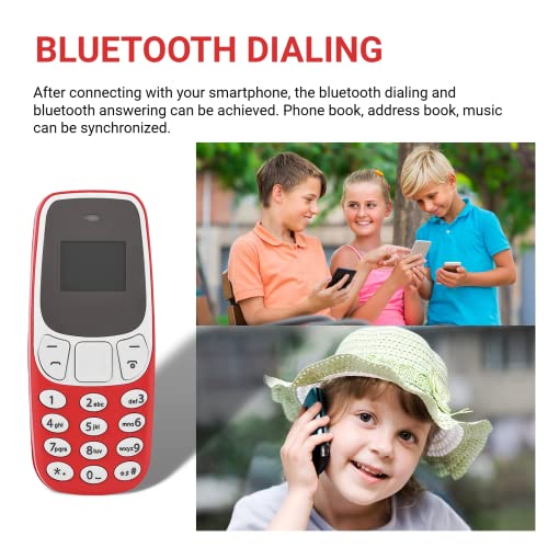 Mini Phone, Small Cell Phone Unlocked Phone Dual SIM Dual Standby Tiny Phone with Built-in Voice Changer, Bluetooth Dialing, Pocket Mini Mobile Phone for Kids Adults (Red)