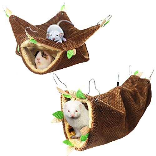 LEFTSTARER Ferret Rat Hammock Bed Guinea Pig Tunnel Hideout Ferret Rat Cage Accessories Toy Hammock for Hamster Sugar Glider Chinchilla Rat Ferret Guinea Pig