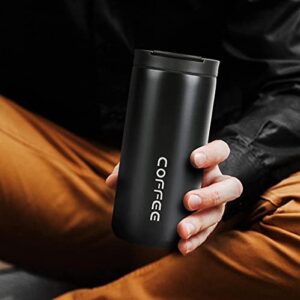 Wulisan Travel Mug Coffee Hot Travel Mug Vacuum Insulated Coffee Mug with Leak Proof Screw Lid Coffee Cup Keep Warm or Cold for Coffee or Tea Drinks 13.5oz/400ml(Black)