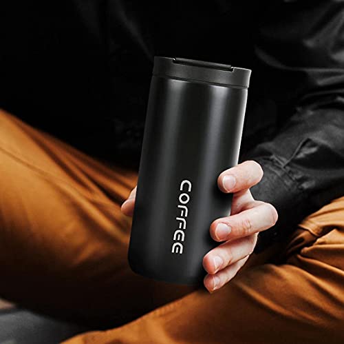 Wulisan Travel Mug Coffee Hot Travel Mug Vacuum Insulated Coffee Mug with Leak Proof Screw Lid Coffee Cup Keep Warm or Cold for Coffee or Tea Drinks 13.5oz/400ml(Black)