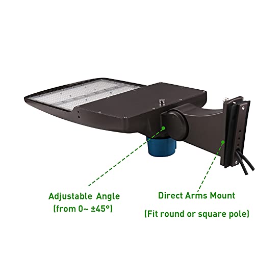 300W LED Parking Lot Pole Lights Adjustable Arms Mount with Photocell, Surge Protection Built-in LED Shoebox Lights 42000LM 5000K IP65 Waterproof Outdoor Commercial Area Street Lighting