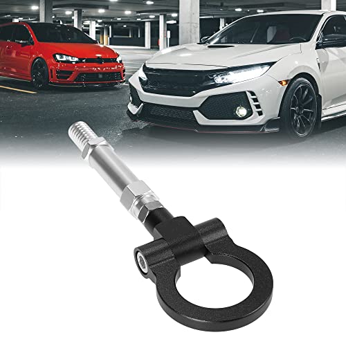 X AUTOHAUX Black Aluminum Alloy Front Bumper Trailer Ring Eye Towing Tow Hook Screw for Volkswagen Golf GTI