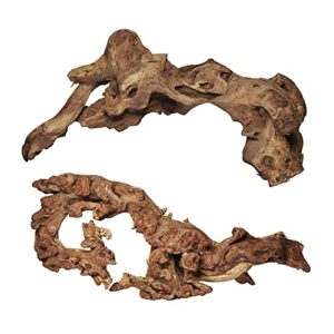 aucks natural large driftwood for fish tank decoration,12 inch-14 inch pack of 2 pieces, driftwood for aquarium reptile decor, brown