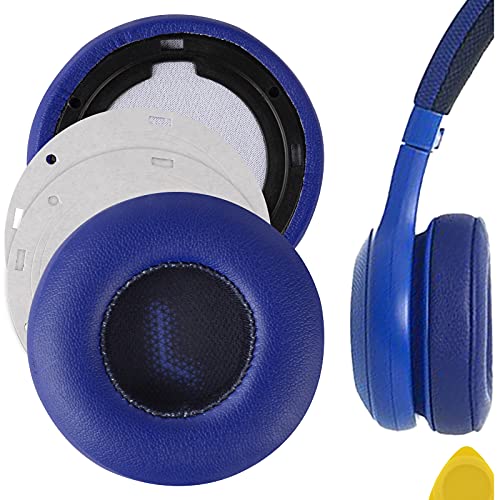 Geekria QuickFit Protein Leather Replacement Ear Pads for JBL E35, E45bt, E45, C45BT Headphones Ear Cushions, Headset Earpads, Ear Cups Repair Parts (Blue)