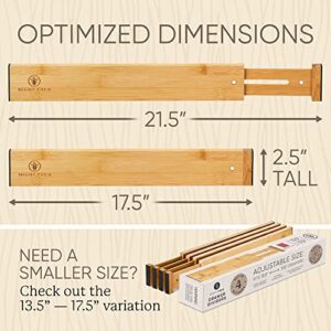 Bamboo drawer dividers expandable - wooden dividers separators Spring Loaded Drawer Organizer for Clothes, Kitchen Utensils, Bathroom and Dresser - Wood Dividers for Drawers - Keep Your Stuff Organized and Sorted [13.5" - 17.5"]