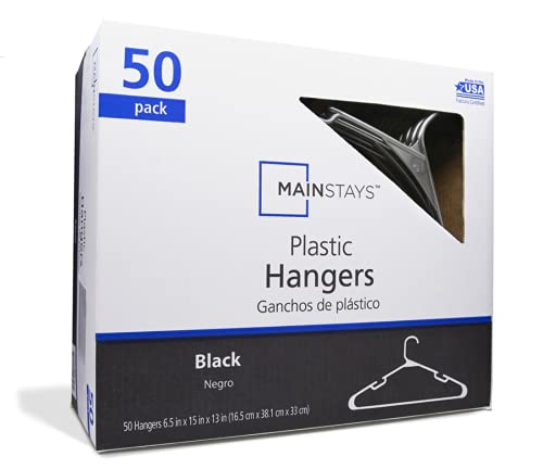 Mainstays Plastic Hangers Black - 50 Pack