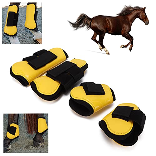 Restokki 2 Pack of Horse Support Boots Ventilated Breathable and Jump Leg Boots Protection Support Wrap Comfortable and Adjustable Horse Tendon Safe Leg Protection (22.00 * 20.00 * 5.00-Yellow)