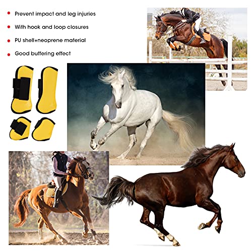 Restokki 2 Pack of Horse Support Boots Ventilated Breathable and Jump Leg Boots Protection Support Wrap Comfortable and Adjustable Horse Tendon Safe Leg Protection (22.00 * 20.00 * 5.00-Yellow)