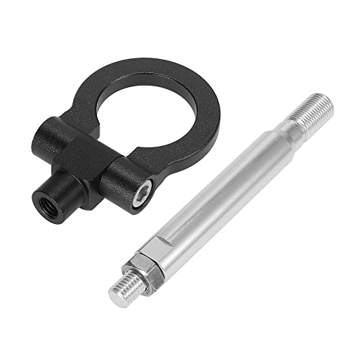 X AUTOHAUX Black Aluminum Alloy Front Bumper Trailer Ring Eye Towing Tow Hook Screw for Subaru Impreza WRX BRZ