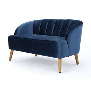 contemporary home living 50 inch cobalt blue and brown contemporary seashell backed loveseat