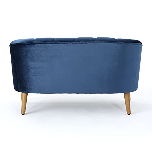 Contemporary Home Living 50 inch Cobalt Blue and Brown Contemporary Seashell Backed Loveseat