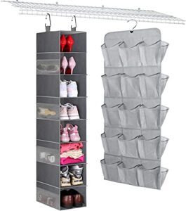 misslo 30 pockets and 8 shelves hanging shoe rack hanger large closet organizer and storage holder for women men kids babies
