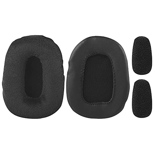 Geekria Comfort Velour Replacement Earpads + Mic Windscreen Foam Compatible with BlueParrott B450-XT, B450XT Headphones Mic Foam Cover + Ear Cushions/Cushion Pad Repair Parts (Black)