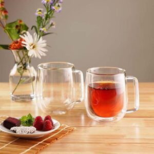 Brod & Taylor Double-Wall Insulated Glass Coffee/Tea Mugs (Set of 2, 10oz / 300ml)