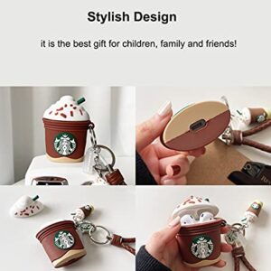 Compatible with AirPod 1/2 Case, Cute 3D Cartoon Funny for Kids Girls Teens Boys Cover, Soft Silicone Fashion Character Skin Cases (Coffee Brown)