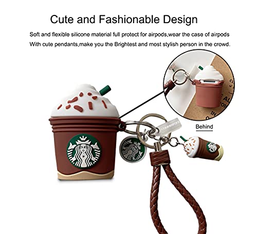 Compatible with AirPod 1/2 Case, Cute 3D Cartoon Funny for Kids Girls Teens Boys Cover, Soft Silicone Fashion Character Skin Cases (Coffee Brown)